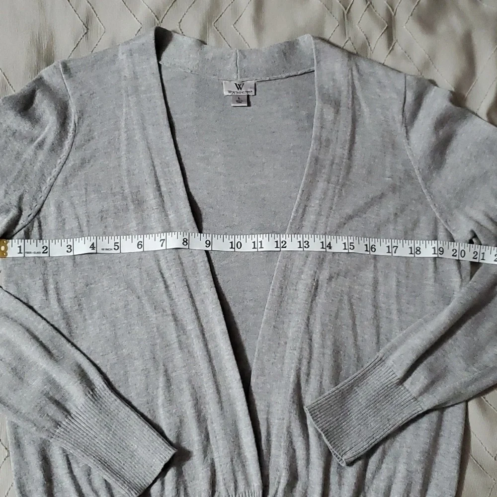 Worthington Gray Open Front Button Cardigan Sweater Cotton Blend Size Large - Picture 9 of 11